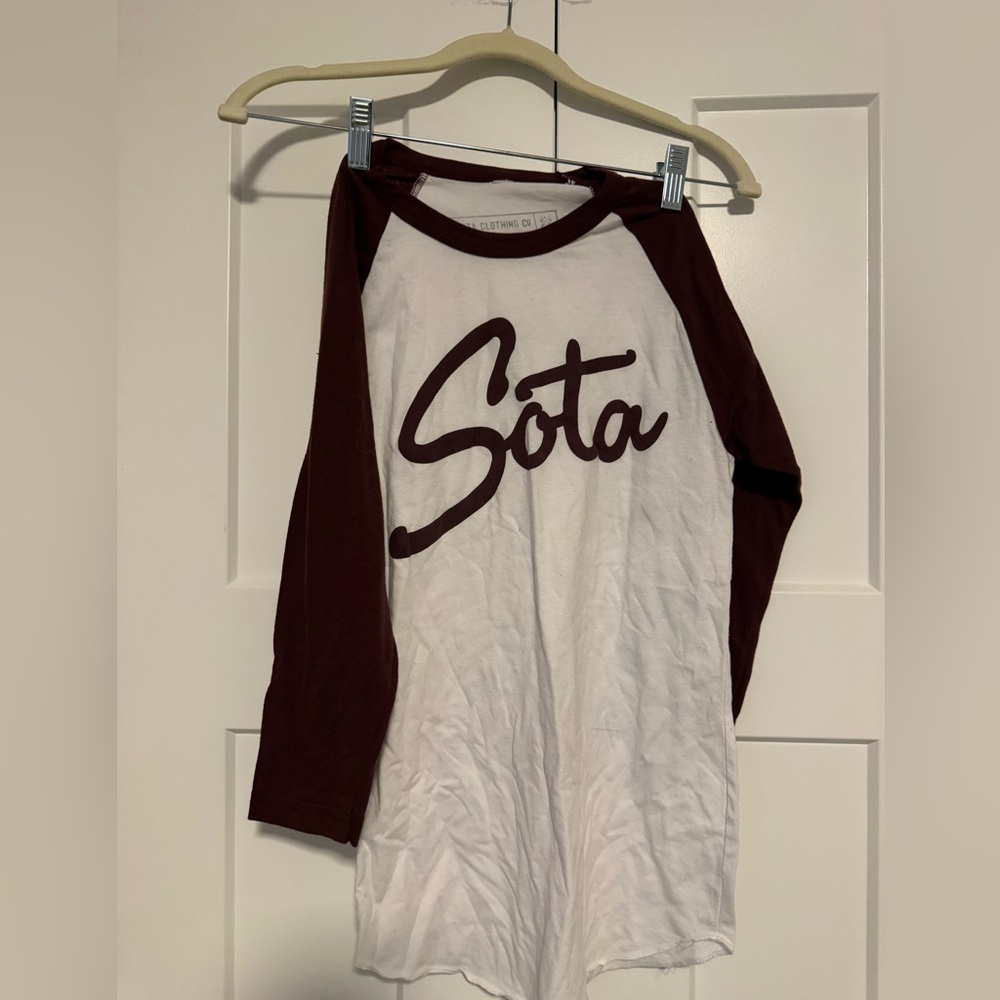 Women's Long Sleeve Tee - White and Brown